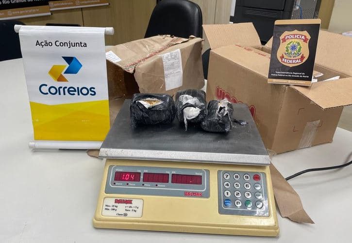 PF apreende em Natal cocaína enviada pelos Correios; droga tinha como destino a cidade de Pau dos Ferros