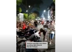 VÍDEO: PM é cercado e espancado por motoqueiros em rolezinho durante festa de Dia das Crianças