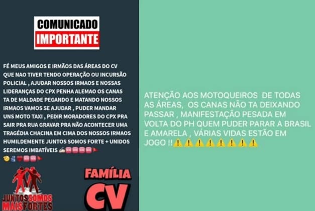 GUERRA NO RIO: Comando Vermelho manda moradores enfrentarem a polícia e usa drones e bombas contra operação no Alemão
