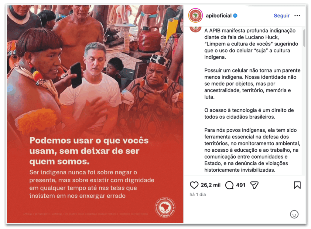 VÍDEO: “Profunda indignação”, dizem indígenas sobre fala de Luciano Huck