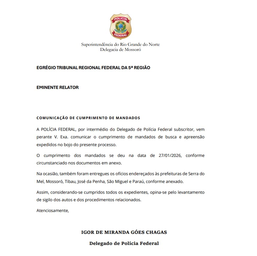 Levantamento do sigilo de parte da Operação Mederi já estava determinado quando Allyson entrou com pedido alegando transparência