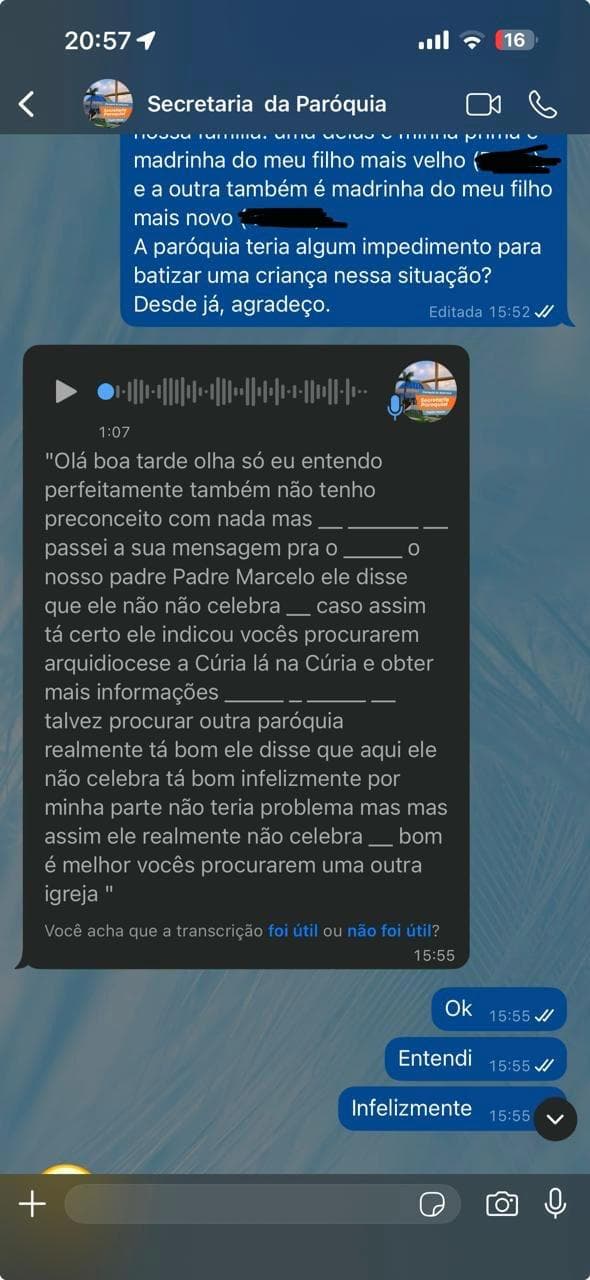 Casal homossexual denuncia padre da Igreja de Sant’ana em Capim Macio por não querer batizar o filho delas