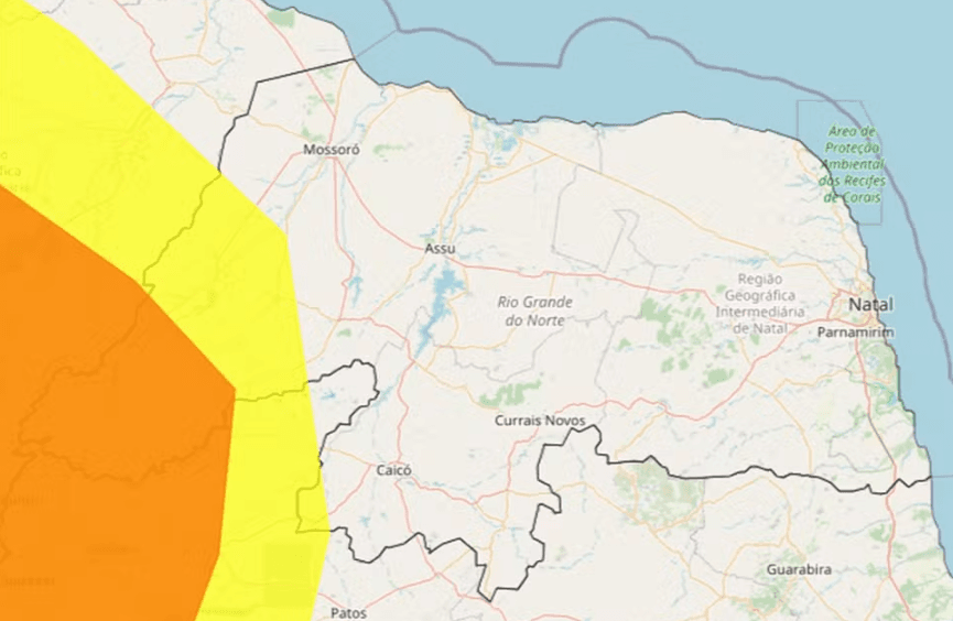 Inmet faz alerta de chuvas intensas para cidades da região Oeste do RN