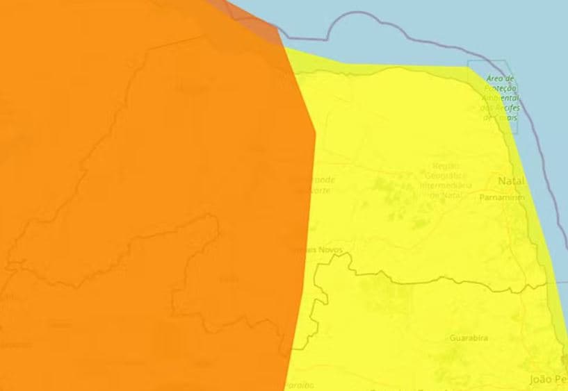 Inmet publica alerta de chuvas de até 100 mm para 88 municípios do RN; veja lista