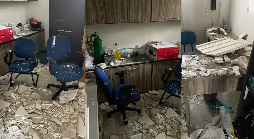 COLAPSO: teto desaba em sala da Ufersa em Mossoró após chuvas e gera alerta no campus