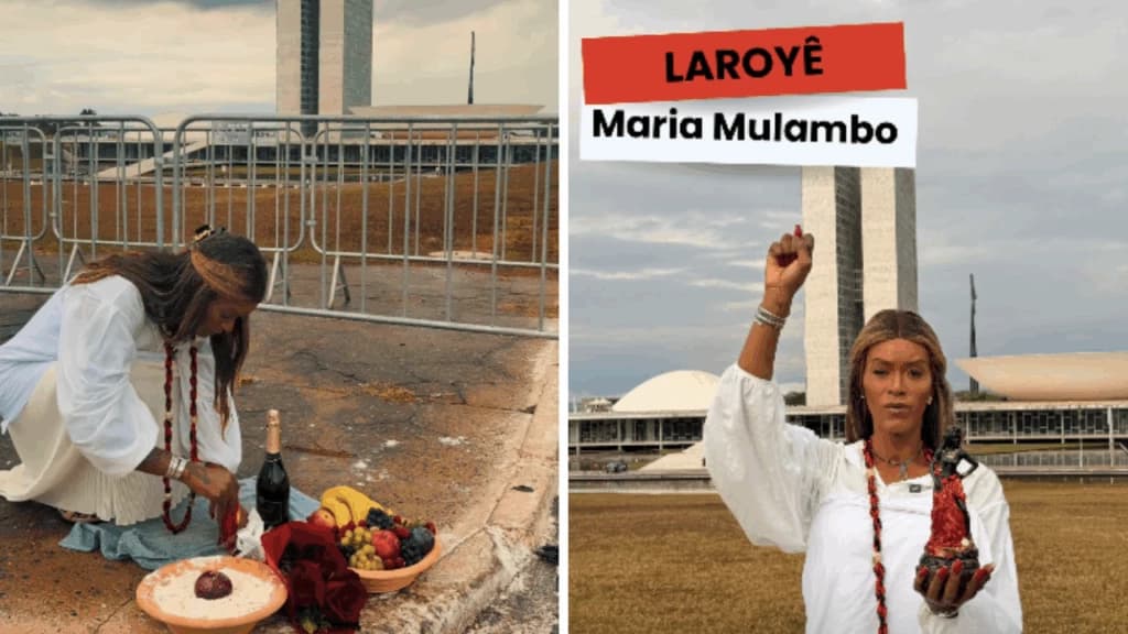 Vereadora do PT faz ‘trabalho' para Maria Mulambo na frente do Congresso Nacional