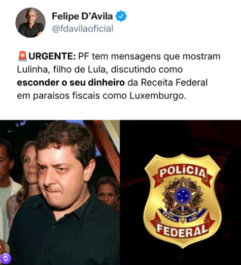 PF tem mensagens que mostram Lulinha discutindo como esconder seu dinheiro da Receita Federal no exterior, diz cientista político