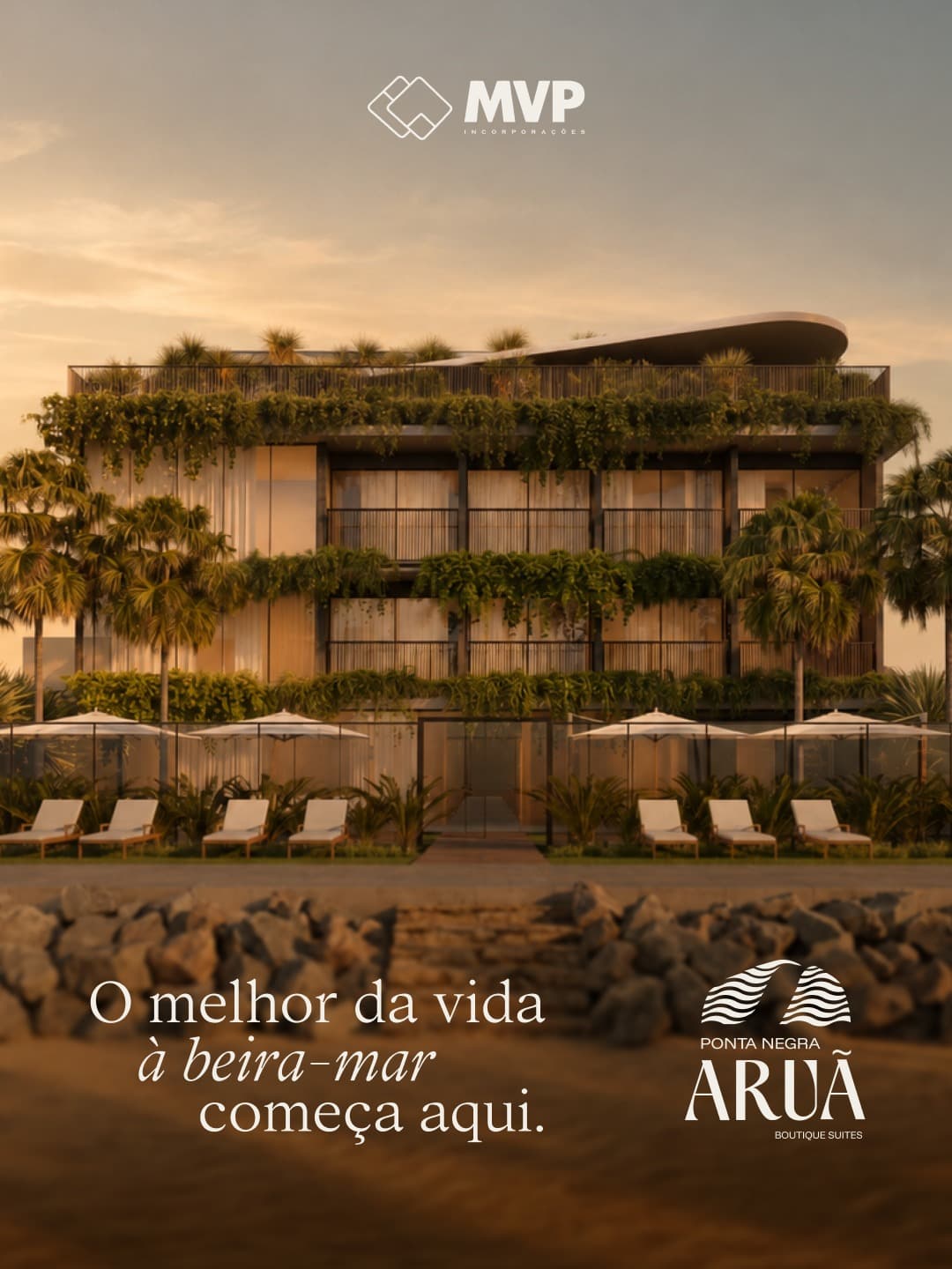 Ponta Negra Aruã Boutique Suites: MVP lança o primeiro empreendimento pé na areia da Praia de Ponta Negra