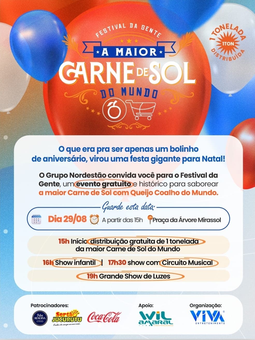 Grupo Nordestão celebra 54 anos com Festival da Gente e a “Maior Carne de Sol do Mundo”