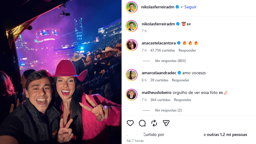 VÍDEO: Ana Castela faz o '22' ao encontrar Nikolas Ferreira na Festa do Peão, em Barretos