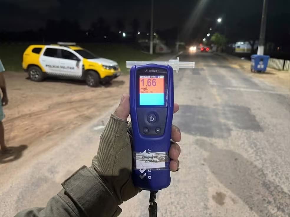 RECORDE: Motociclista é flagrado com maior teor de álcool já registrado em condutor na Grande Natal