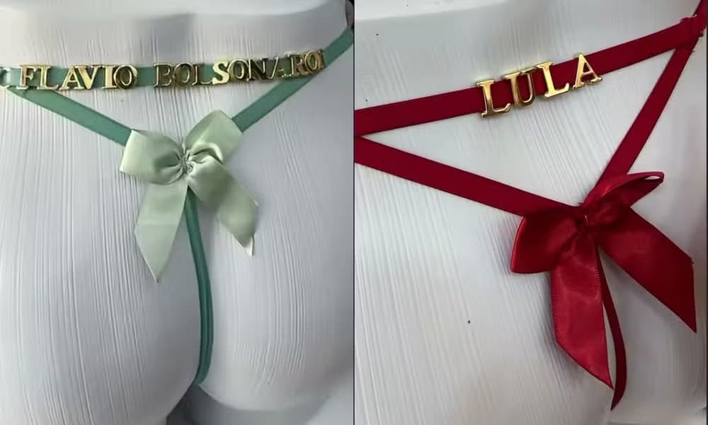 CALCINHA DE URNA? Nomes de Flávio, Lula, Cury e outros candidatos vão parar em lingeries