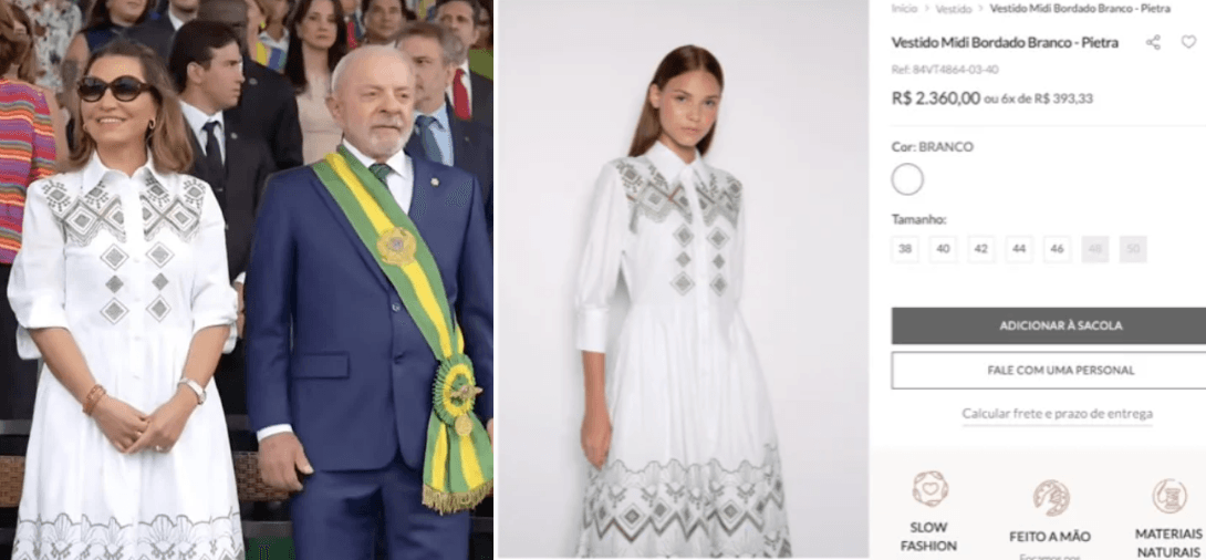 Janja usa vestido de R$ 2.360 ao lado de Lula no desfile de 7 de Setembro