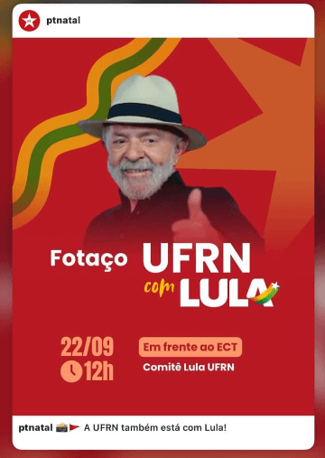 [VÍDEO] Petistas se reúnem na UFRN para ‘fotaço' em apoio a Lula