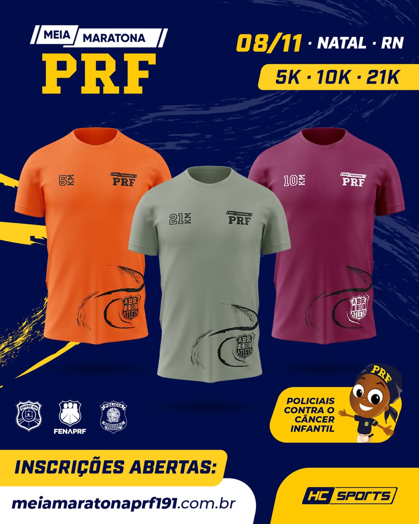 Meia Maratona PRF 191 está com inscrições para provas de 21 km, 10 km, 5 km e Kids em Natal
