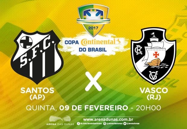Divulgada arbitragem para Santos-AP e Vasco, nesta quinta, na Arena das Dunas