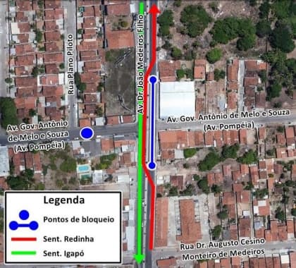 Av. Dr. João Medeiros Filho volta a ser interditada para obras de saneamento básico; saiba como fica trânsito