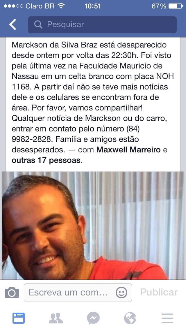 FOTO: Universitário dado como desaparecido pela família em Natal é encontrado