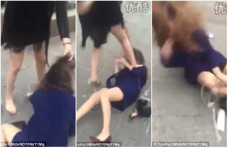 Barraco pesado: mulher descobre traição do marido e arrasta amante pelos cabelos no meio da rua