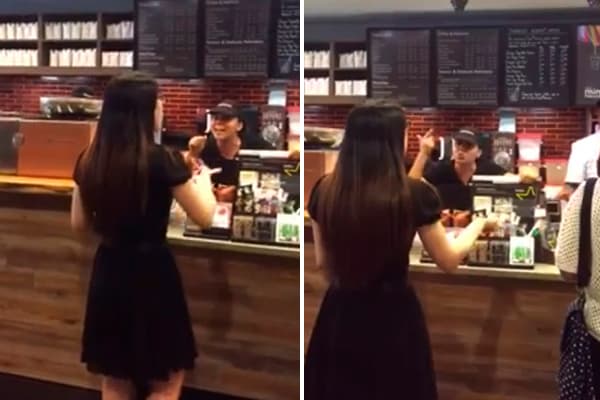 VÍDEO: Funcionária do Starbucks fica completamente maluca e grita com cliente