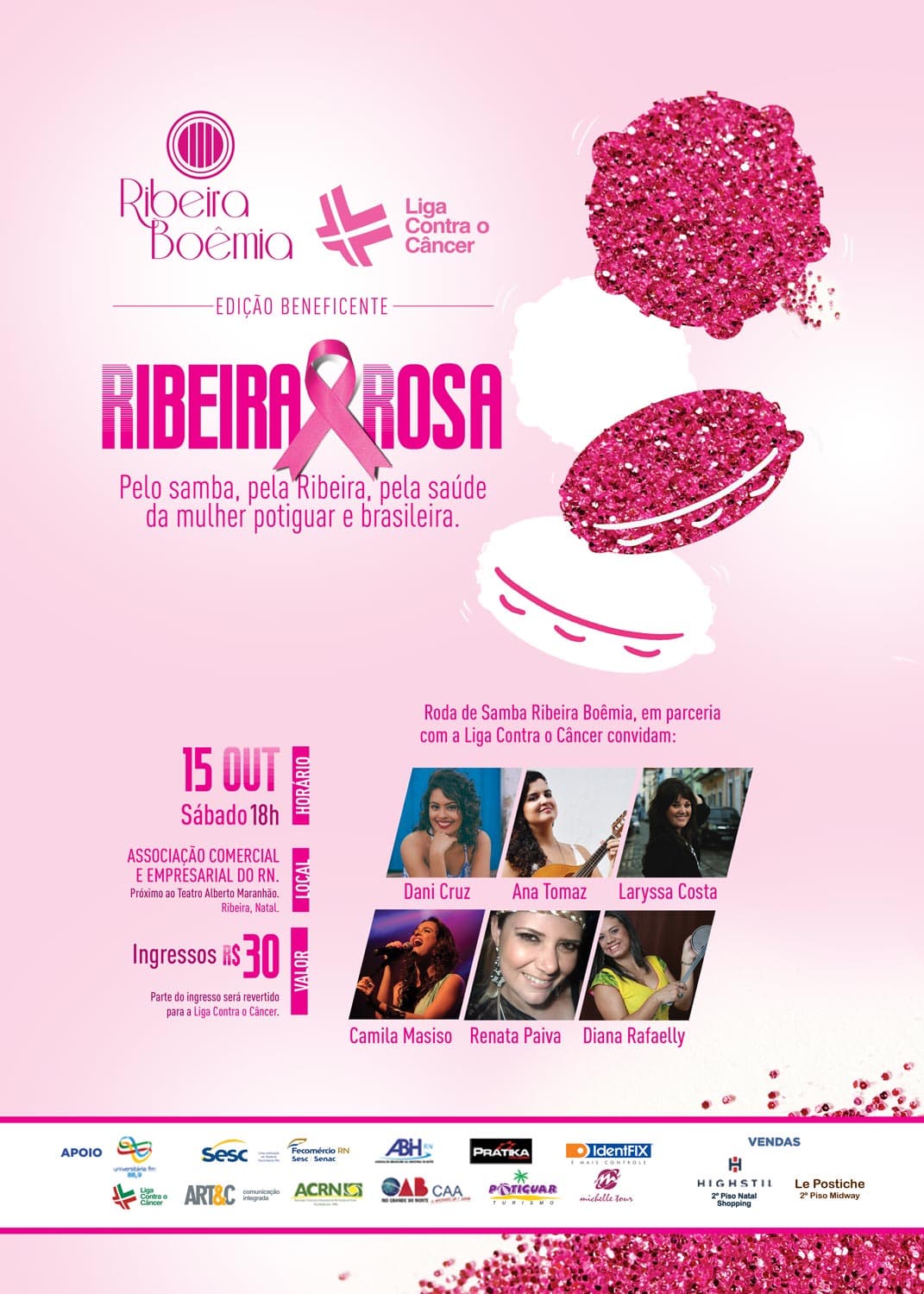 Ribeira Boêmia e Liga Contra o Câncer promovem o “Ribeira Rosa”