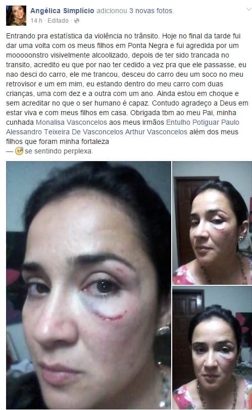 COVARDIA E BARBARIDADE NO TRÂNSITO: Homem agride mulher com dois filhos dentro de um carro em Ponta Negra