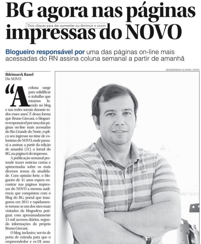BG nas páginas impressas do NOVO