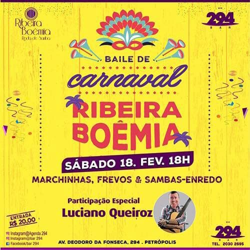 Ribeira Boêmia realiza prévia carnavalesca no Bar 294 neste sábado