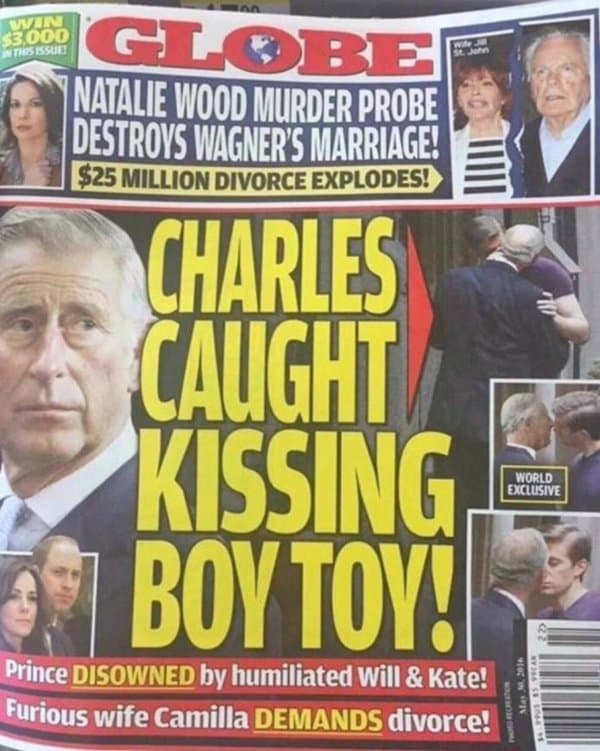 Tabloide divulga fotos de príncipe Charles aos beijos com rapaz