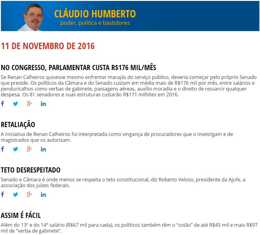 BRASIL: Senadores e Deputados custam R$ 176 mil por mês
