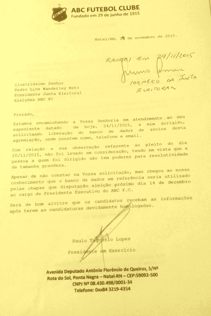BANCO DE DADOS - ASSOCIADOS: ABC emite nota de esclarecimento