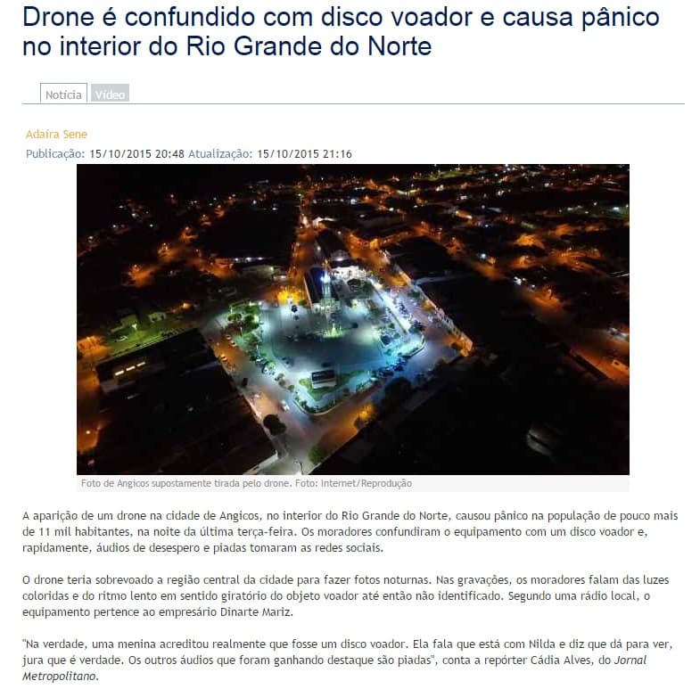 Drone de Angicos ganha repercussão nacional