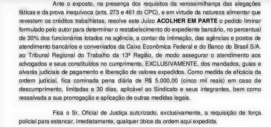 OAB-PB consegue liminar obrigando Caixa e BB ao cumprimento de lei com funcionamento em 30%