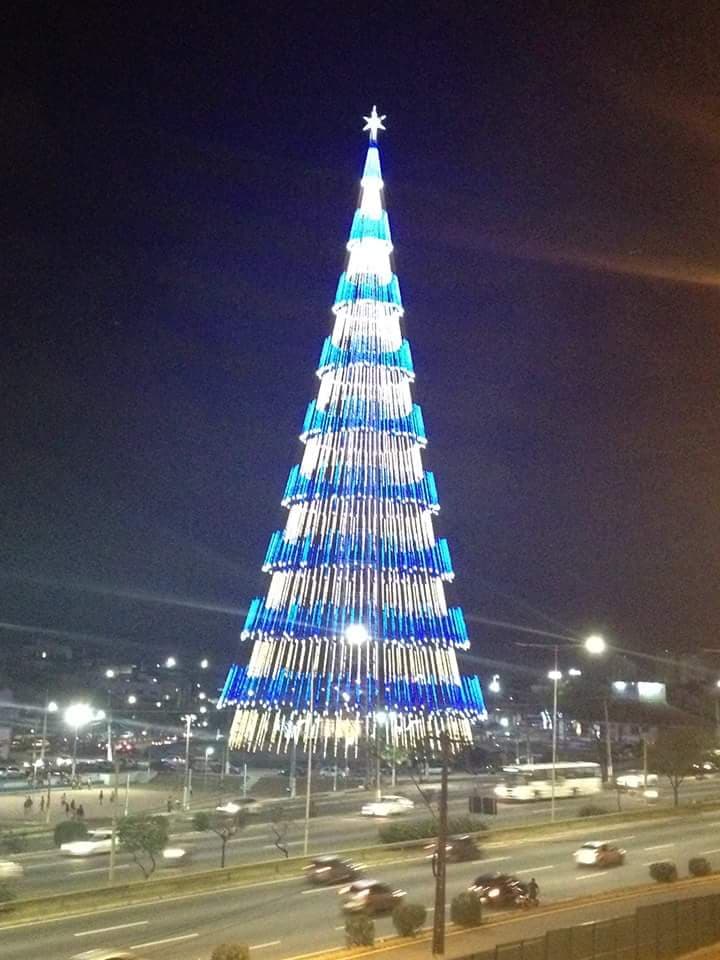 FOTO: Iluminação da árvore de Natal de Mirassol sendo testada