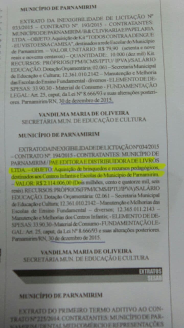 Vereador denuncia prefeito de Parnamirim e secretária de educação