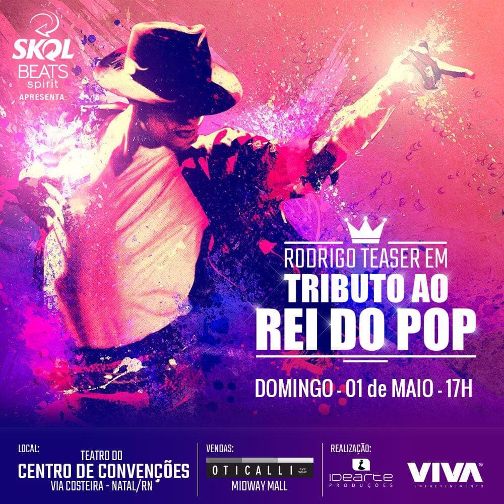 Hoje tem o espetáculo Tributo ao Rei do Pop no Centro de Convenções de Natal
