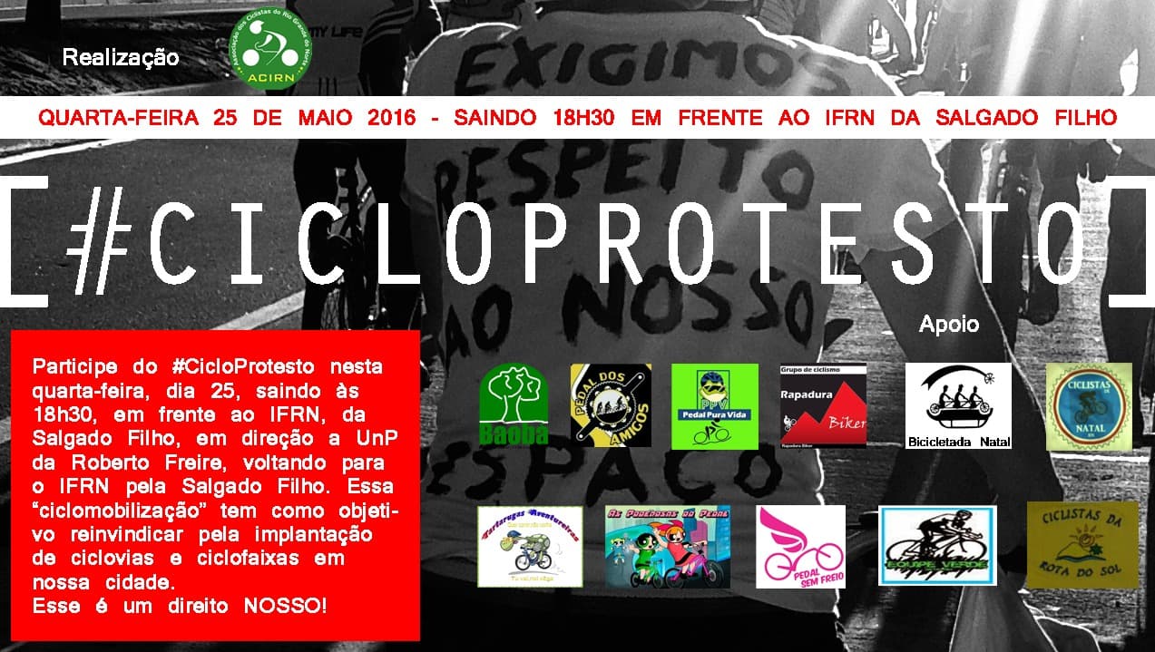 Por ciclovias e ciclofaixas, ciclistas realizam protesto nesta quarta em Natal; veja reivindicações e programação