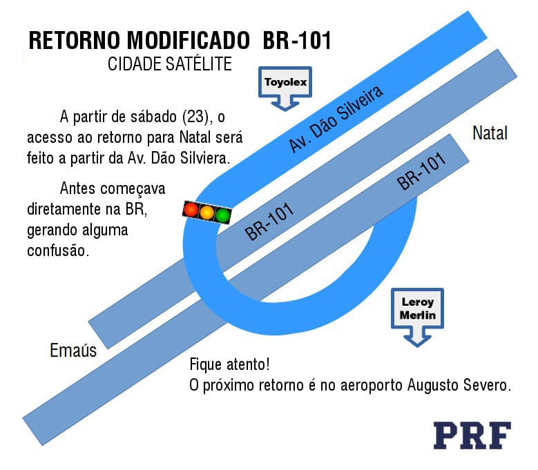 NATAL-PARNAMIRIM: Trânsito sofre alteração na BR-101; veja novo mapa de retorno importante