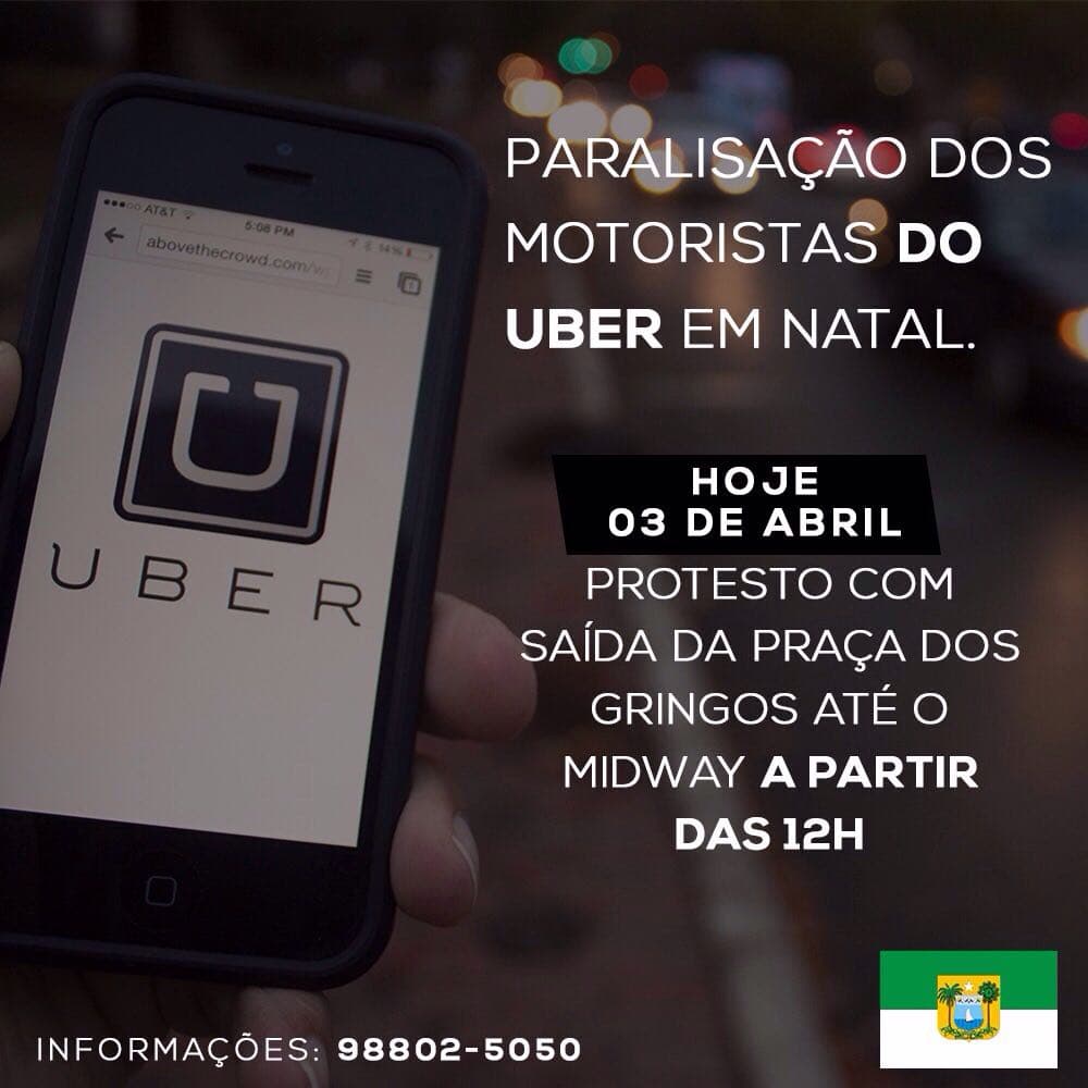 Motoristas do Uber realizam protesto nesta segunda em Natal após assassinato de motorista durante tentativa de assalto