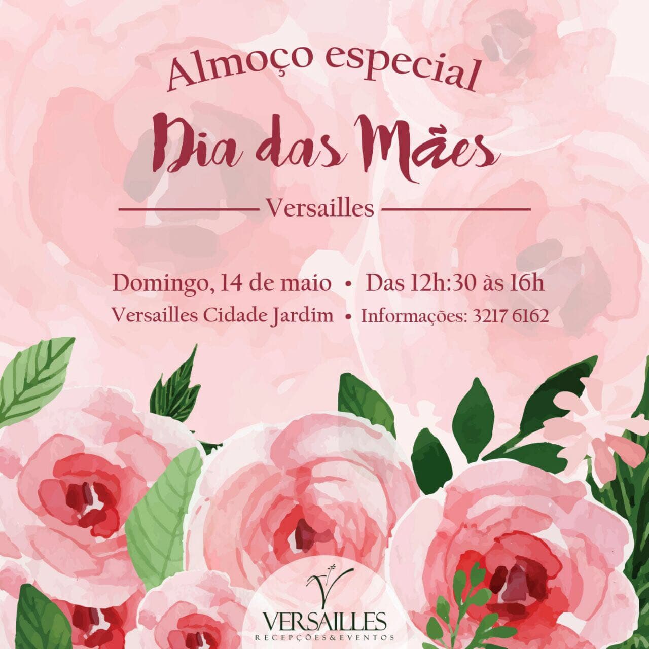 Domingo, 14 de maio, tem o Almoço especial Dia das Mães Versailles; veja como garantir seu lugar
