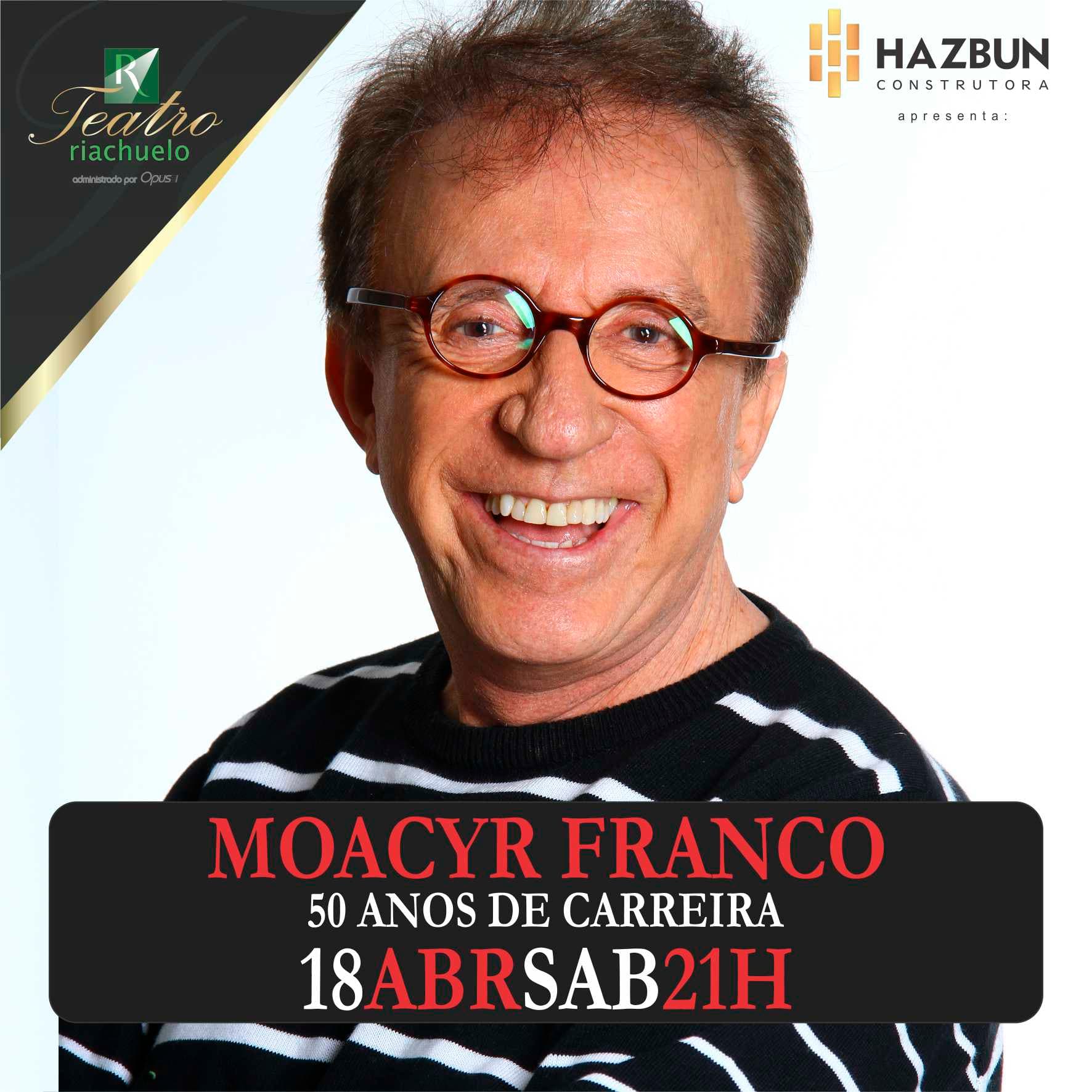 Teatro Riachuelo recebe shows de Paula Toller e Moacyr Franco, dias 17 e 18 de abril