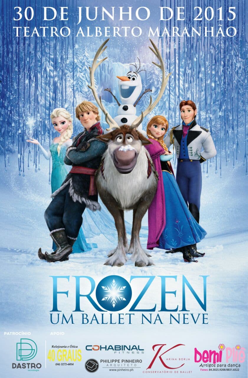 Espetáculo Frozen, um ballet na neve , acontece no dia 30 de junho, no Teatro Alberto Maranhão