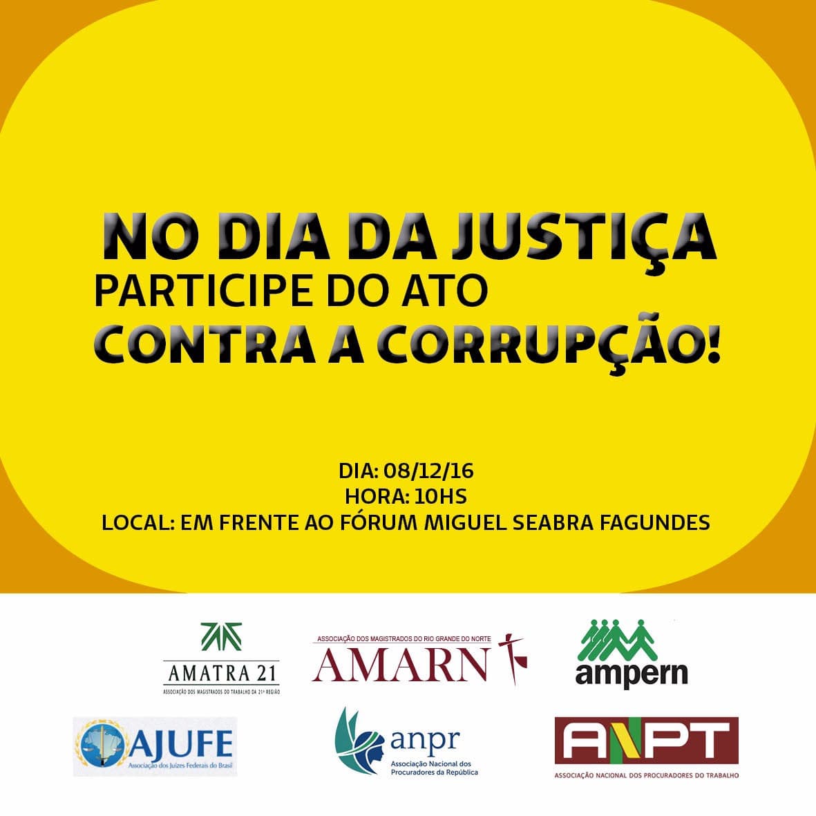 No dia da Justiça, Natal terá ato contra a corrupção