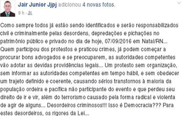 Polícia investiga vandalismo e "terrorismo" praticado em Natal em manifestação, e responsáveis serão autuados