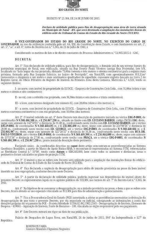 Governo despropria terreno de condomínio em petrópolis para servir de estacionamento para o TCE
