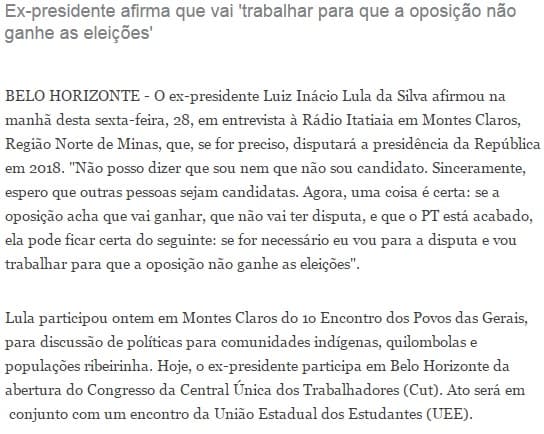 Lula diz que será o próximo alvo do juiz Sérgio Moro e reclama de Dilma e do Governo