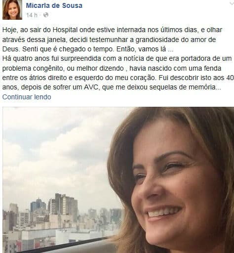 Ex-prefeita Micarla de Sousa afirma que está curada de doença cardíaca por milagre divino