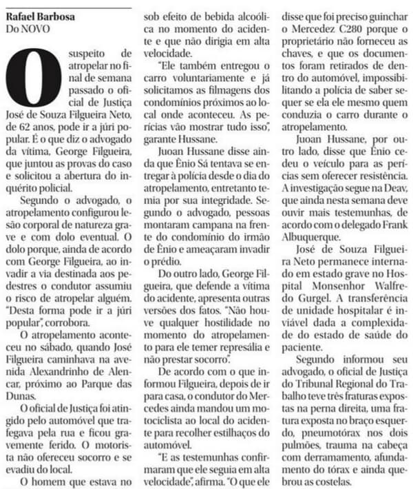 ATROPELAMENTO ALEXANDRINO: Advogado de oficial de justiça contesta defesa e quer levar caso a júri popular