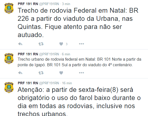 Obrigatório farol baixo durante o dia nas rodovias federais a partir de sexta; PRF-RN explica trechos urbanos em Natal
