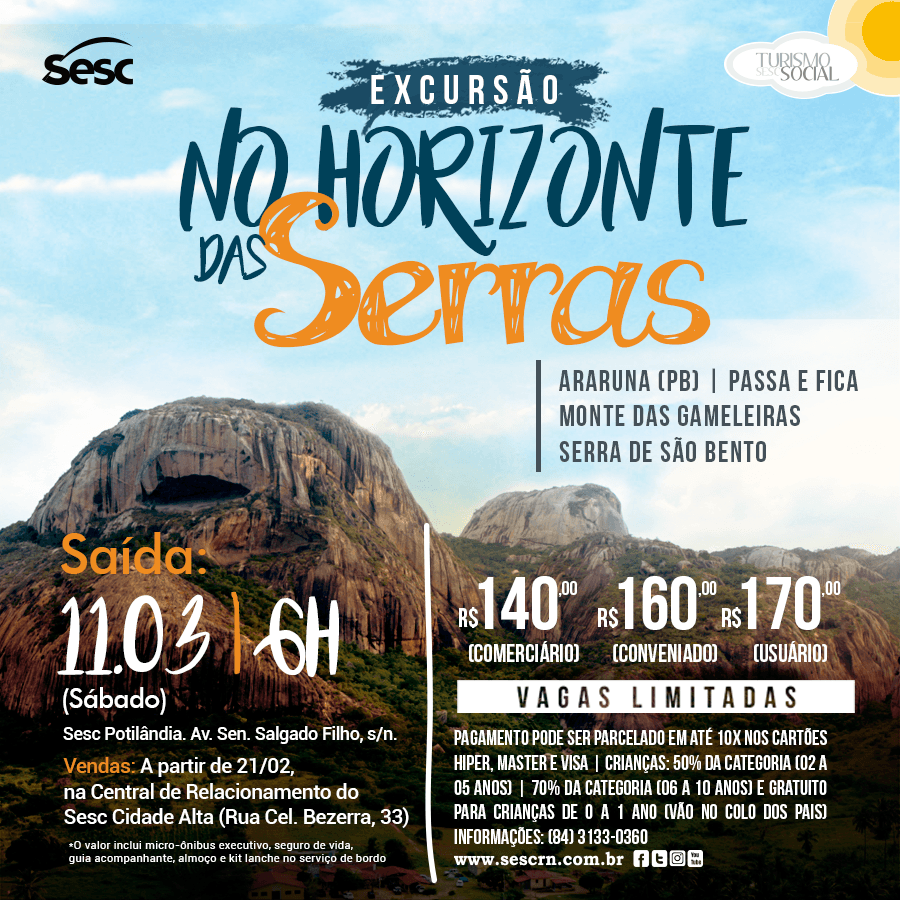 Passeio promovido pelo Sesc passará por região serrana do RN